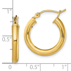Yellow Gold-plated Sterling Silver Polished 3x20mm Hoop Earrings