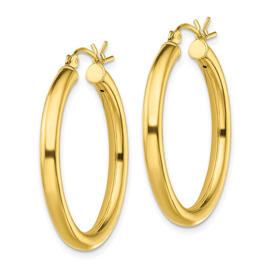 Yellow Gold-plated Sterling Silver Polished 3x30mm Hoop Earrings