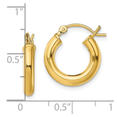 Yellow Gold-plated Sterling Silver Polished 3x15mm Hoop Earrings