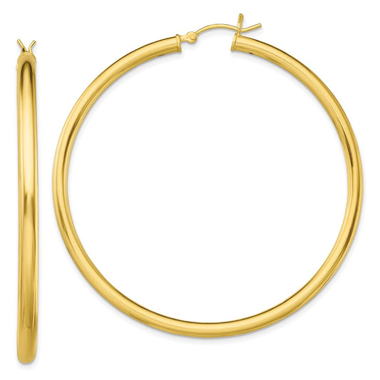 Yellow Gold-plated Sterling Silver Polished 3x55mm Hoop Earrings