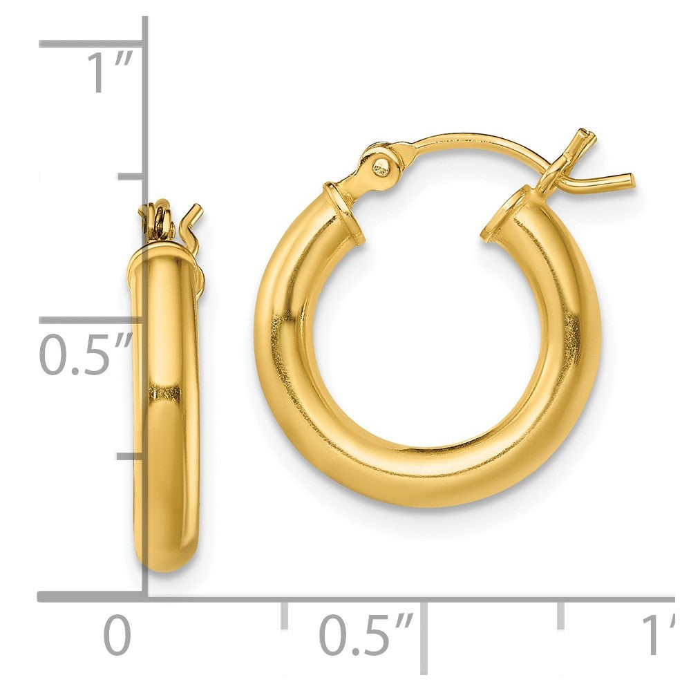 Yellow Gold-plated Sterling Silver Polished 3x16mm Hoop Earrings