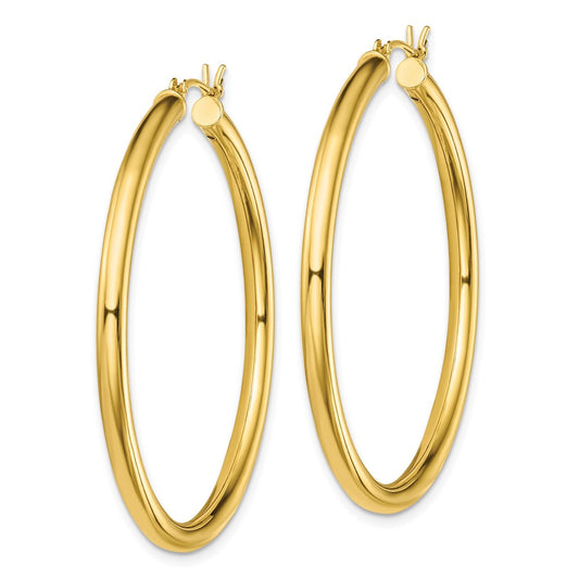 Yellow Gold-plated Sterling Silver Polished 3x45mm Hoop Earrings