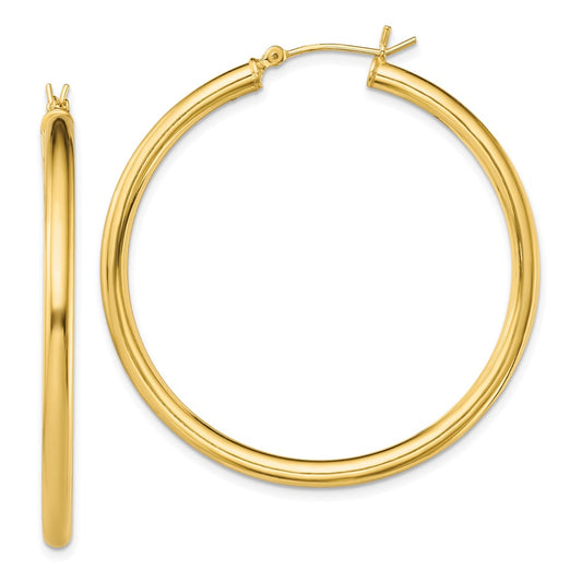 Yellow Gold-plated Sterling Silver Polished 3x45mm Hoop Earrings