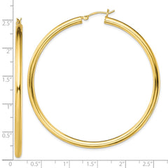 Yellow Gold-plated Sterling Silver Polished 3x60mm Hoop Earrings