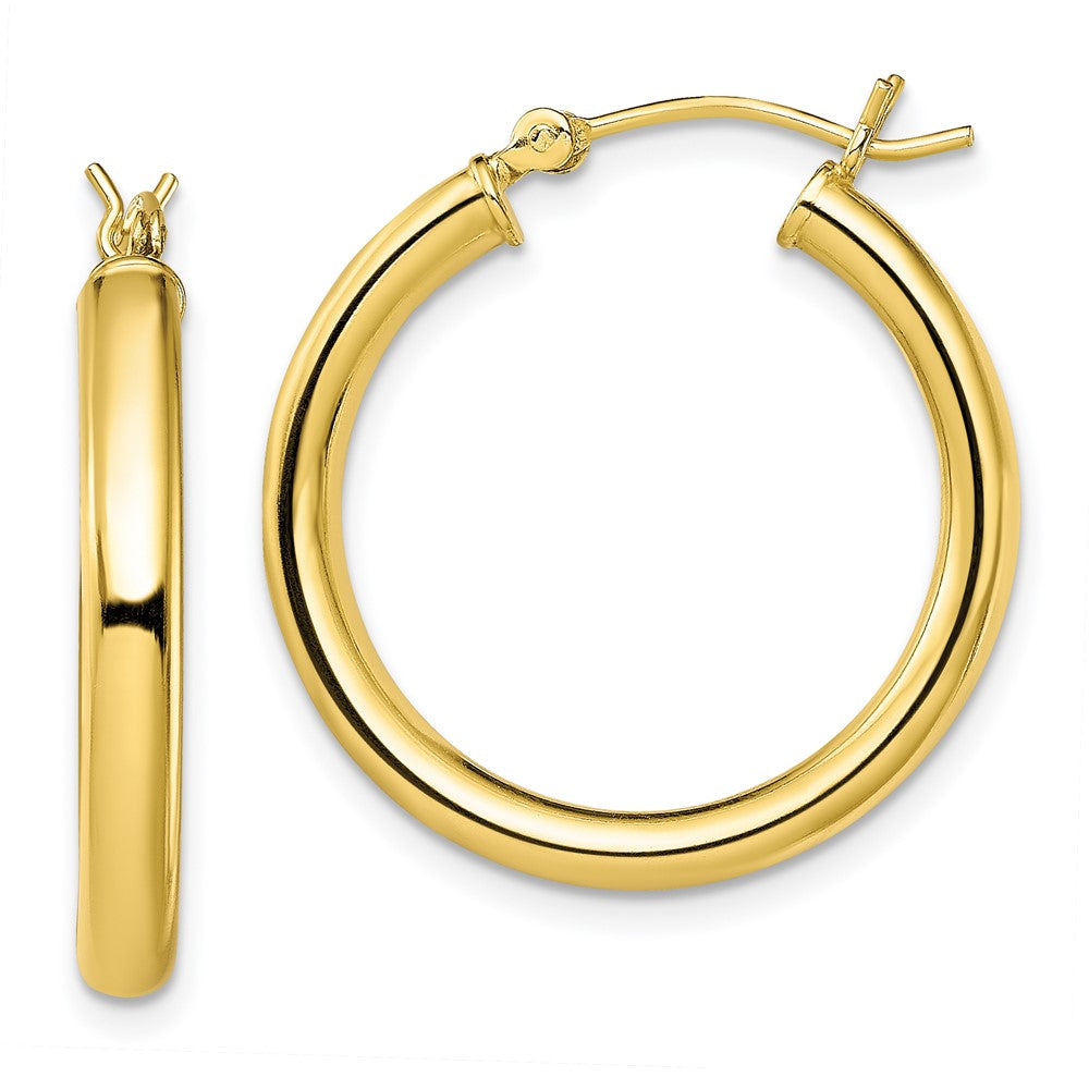 Yellow Gold-plated Sterling Silver Polished 3x25mm Hoop Earrings