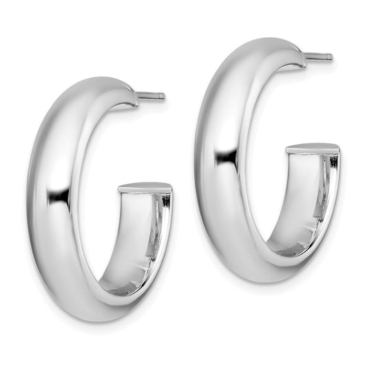 Rhodium-plated Sterling Silver Polished 6mm Post Hoops Earrings