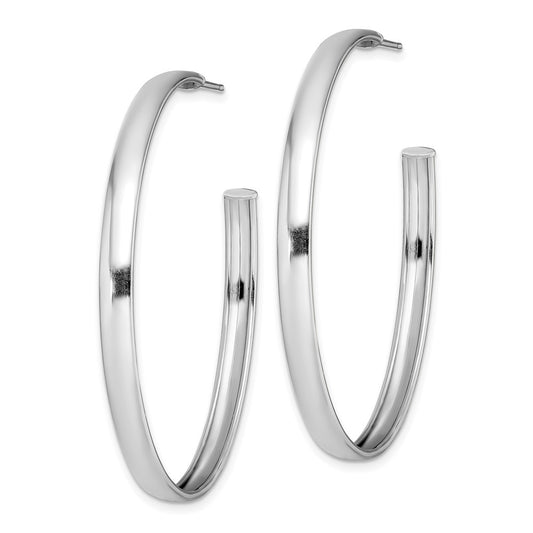 Rhodium-plated Sterling Silver Polished 3.8mm Post Hoops Earrings