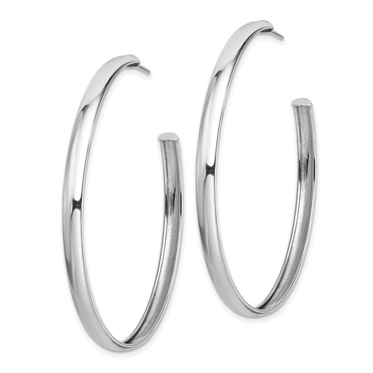 Rhodium-plated Sterling Silver Polished 3.8mm Post Hoops Earrings