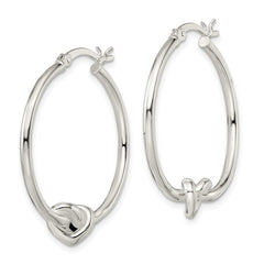 Sterling Silver Polished Heart Knot Hoop Earrings