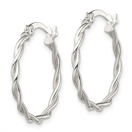 Sterling Silver Polished Braided Hoop Earrings
