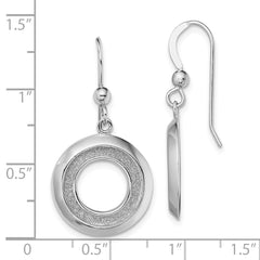 Rhodium-plated Silver Enamel Glitter Fabric Circle Dangle Earrings