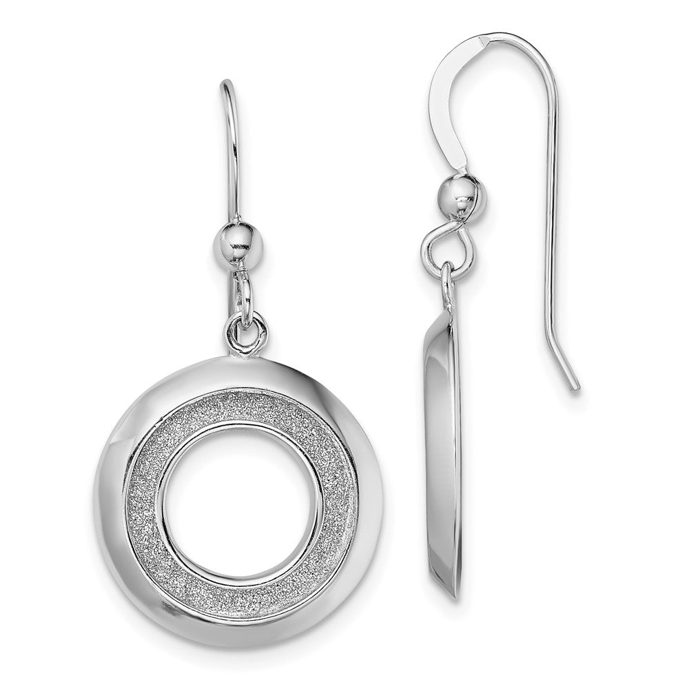 Rhodium-plated Silver Enamel Glitter Fabric Circle Dangle Earrings