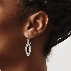 Sterling Silver Polished Enamel Glitter Fabric Oval Dangle Earrings