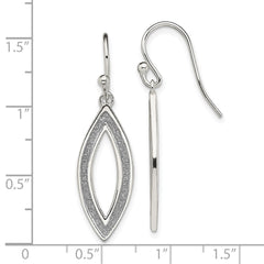 Sterling Silver Polished Enamel Glitter Fabric Oval Dangle Earrings