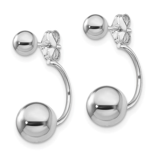 Rhodium-plated Sterling Silver Front and Back Ball Post Earrings