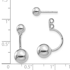 Rhodium-plated Sterling Silver Front and Back Ball Post Earrings