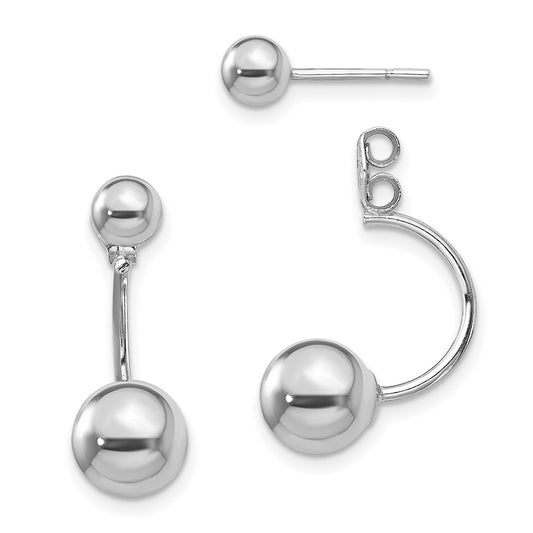 Rhodium-plated Sterling Silver Front and Back Ball Post Earrings