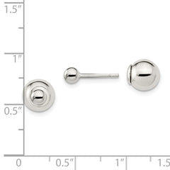 Sterling Silver Polished 4mm 8mm Ball Front Back Post Earrings