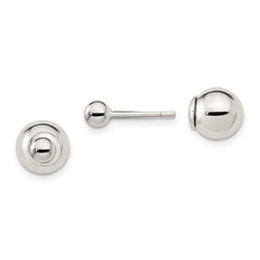 Sterling Silver Polished 4mm 8mm Ball Front Back Post Earrings