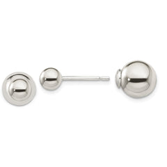 Sterling Silver Polished 6mm 10mm Ball Front Back Post Earrings
