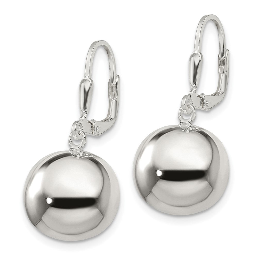 Sterling Silver 14mm Ball Dangle Leverback Earrings