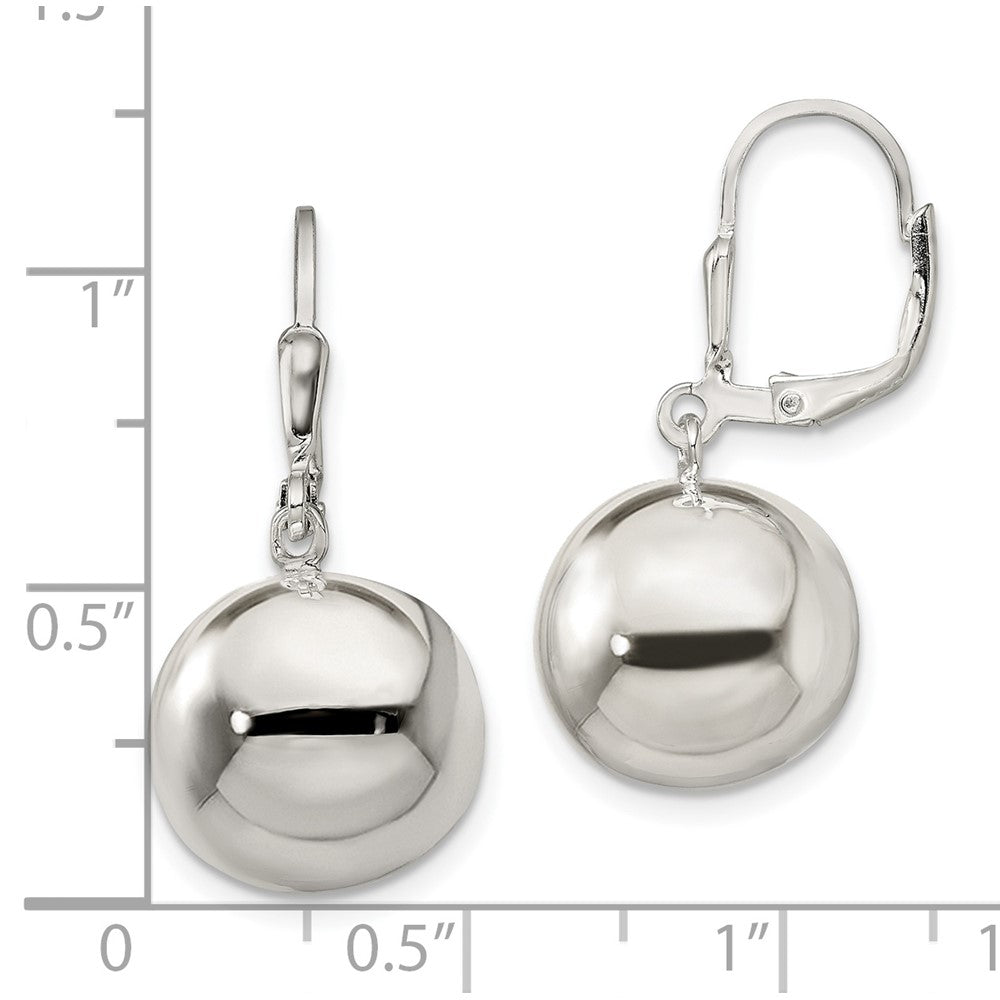 Sterling Silver 14mm Ball Dangle Leverback Earrings