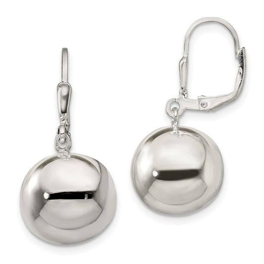 Sterling Silver 14mm Ball Dangle Leverback Earrings