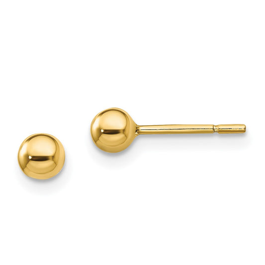 Yellow Gold-plated Sterling Silver Polished 4mm Ball Post Earrings