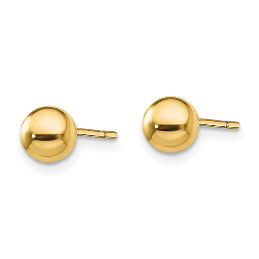 Yellow Gold-plated Sterling Silver Polished 6mm Ball Post Earrings