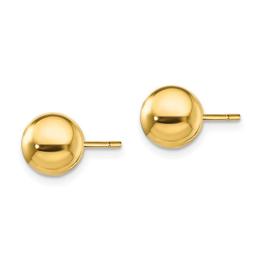 Yellow Gold-plated Sterling Silver Polished 8mm Ball Post Earrings