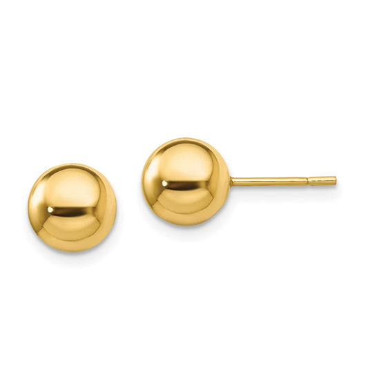 Yellow Gold-plated Sterling Silver Polished 8mm Ball Post Earrings