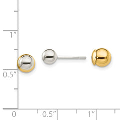 Yellow Gold-plated Sterling Silver 5mm 6mm Ball Front Back Post Earrings