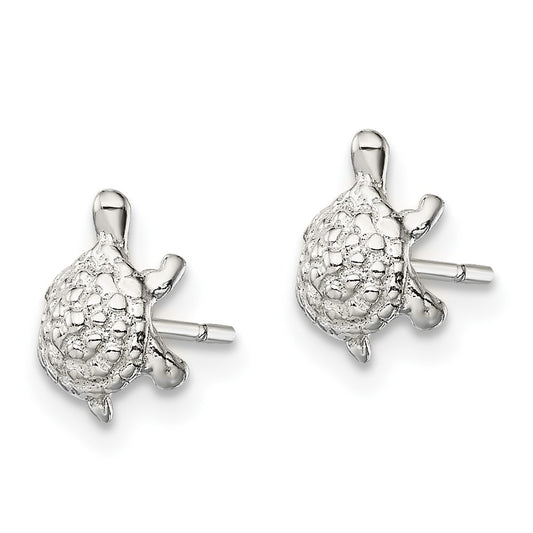 Sterling Silver Polished and Textured Turtle Post Earrings