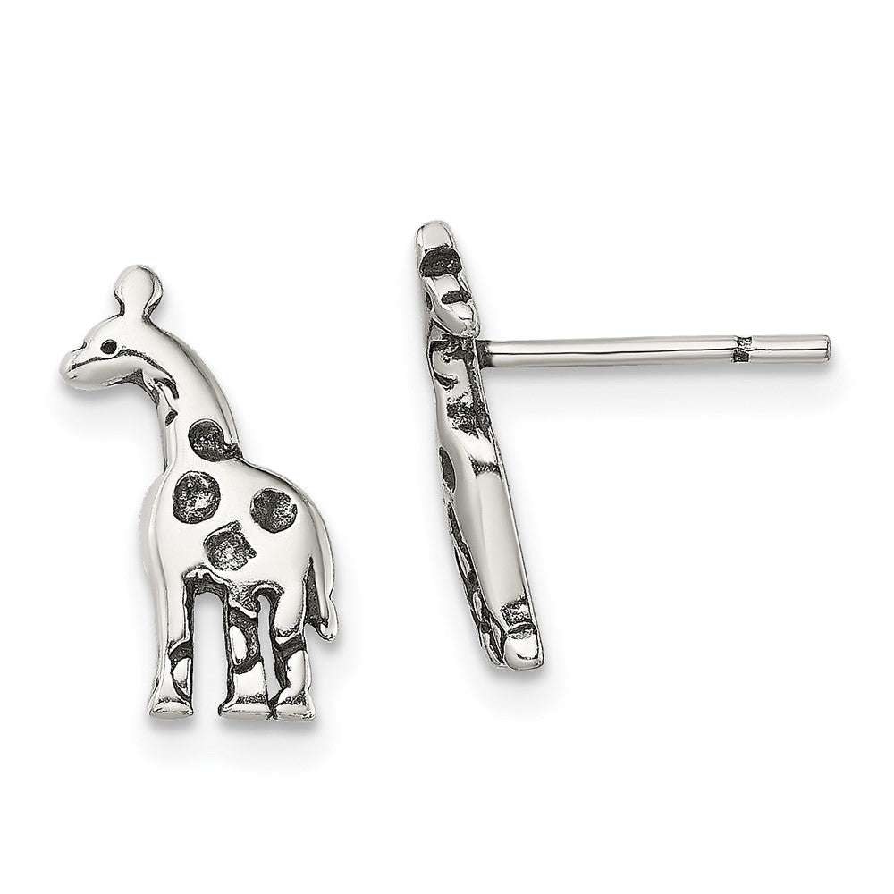 Sterling Silver Antiqued Giraffe Post Earrings