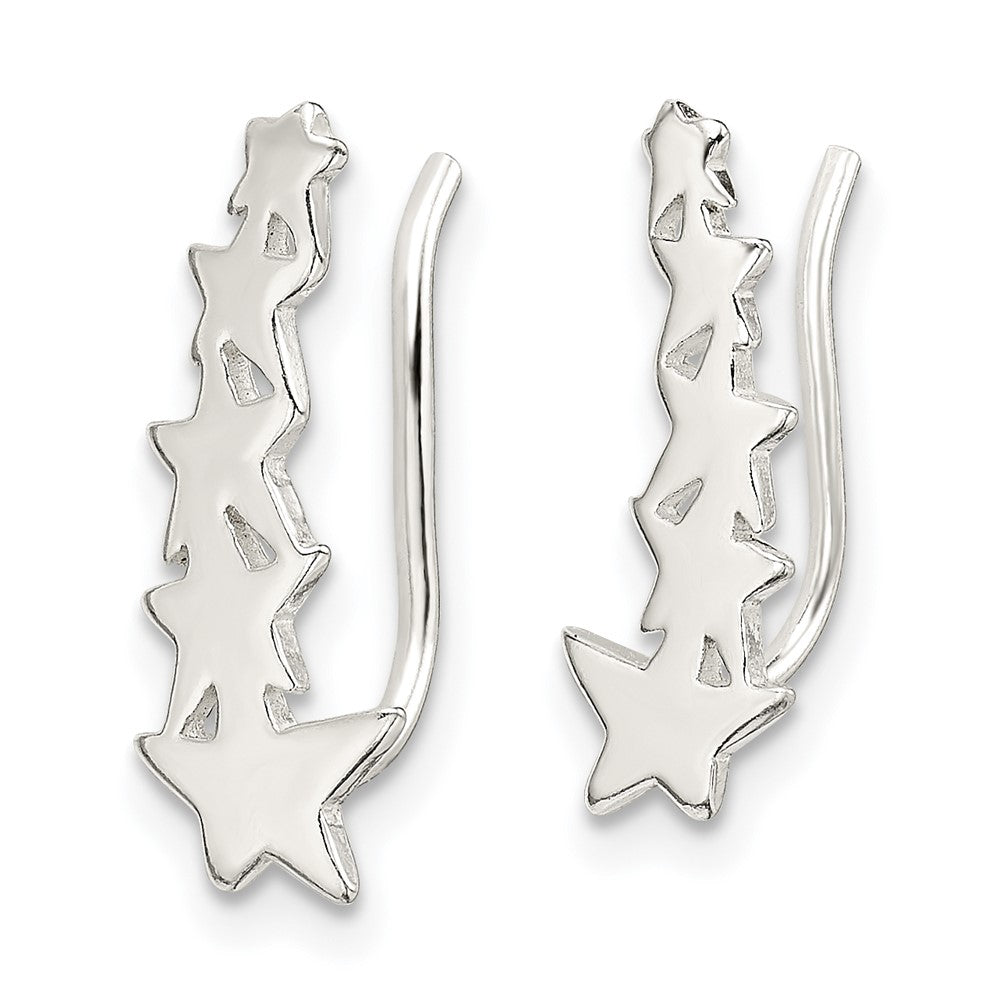 Sterling Silver Polished Star Ear Climber Earrings