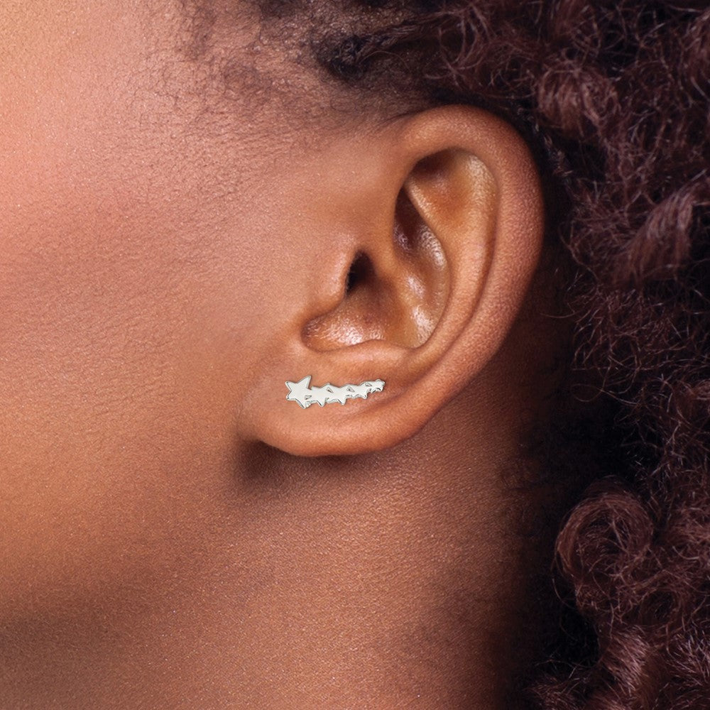 Sterling Silver Polished Star Ear Climber Earrings