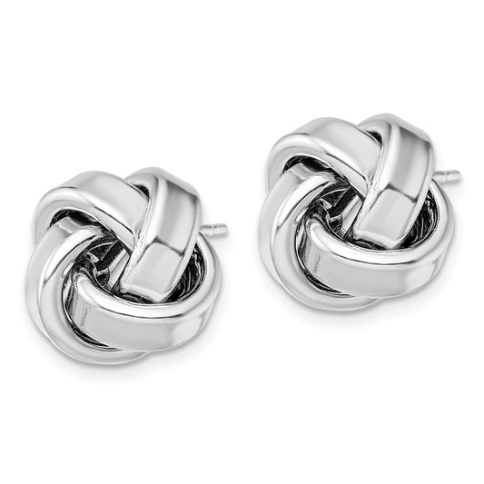 Rhodium-plated Sterling Silver Polished Love Knot Post Earrings