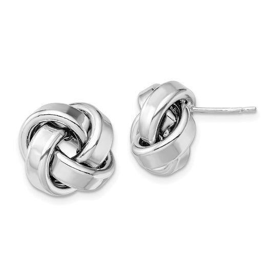 Rhodium-plated Sterling Silver Polished Love Knot Post Earrings