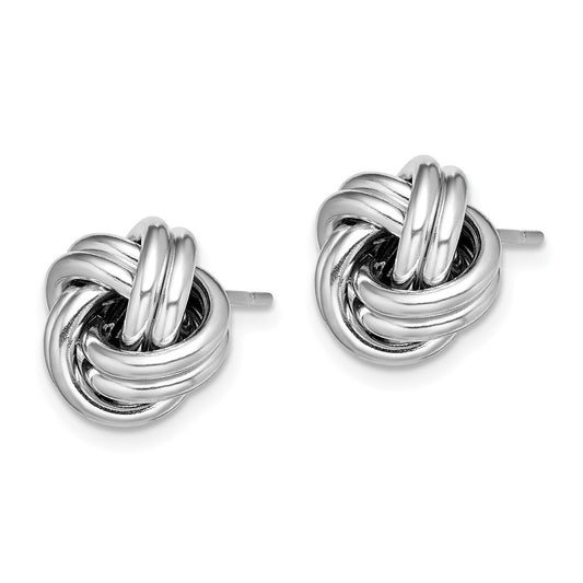 Rhodium-plated Sterling Silver Polished Love Knot Post Earrings