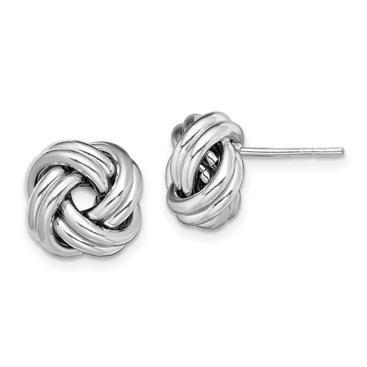 Rhodium-plated Sterling Silver Polished Love Knot Post Earrings