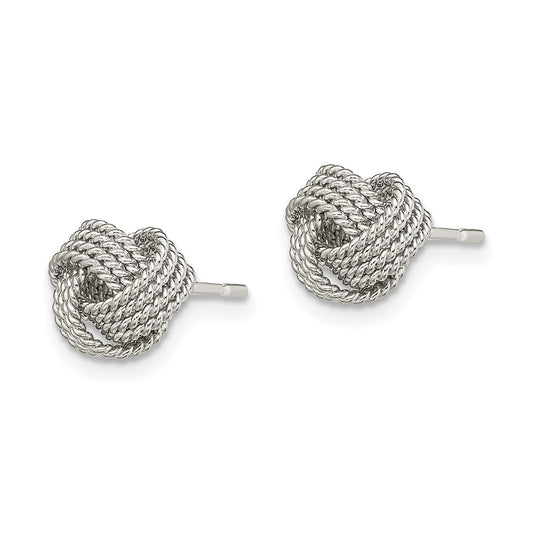 Sterling Silver Textured Love Knot Post Earrings