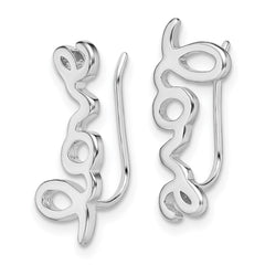 Rhodium-plated Sterling Silver LOVE Ear Climber Earrings