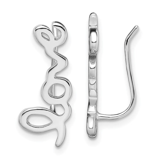 Rhodium-plated Sterling Silver LOVE Ear Climber Earrings