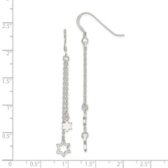 Sterling Silver Polished Star of David Chain Dangle Earrings