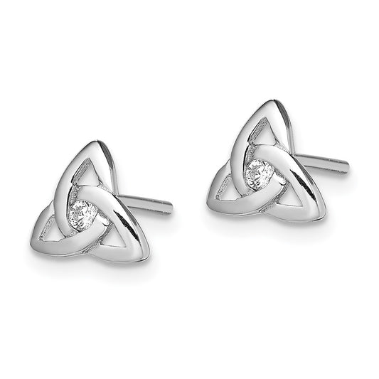 Rhodium-plated Sterling Silver CZ Trinity Post Earrings