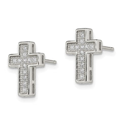 Sterling Silver CZ Cross Post Earrings