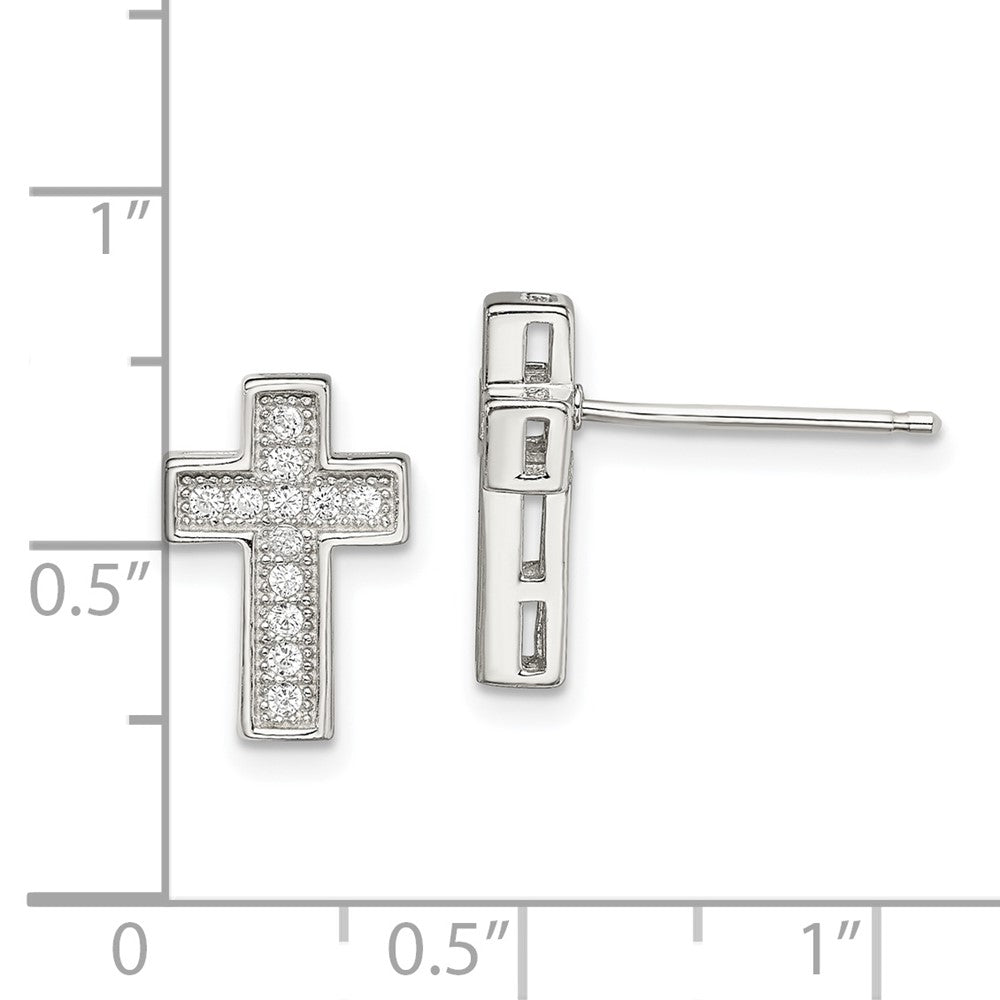 Sterling Silver CZ Cross Post Earrings