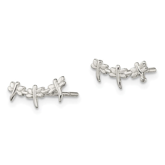 Sterling Silver Polished Dragonfly Post Earrings