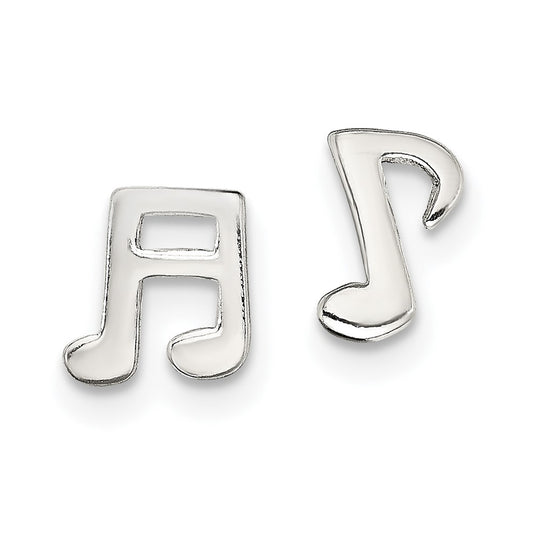 Sterling Silver Polished Left and Right Music Notes Post Earrings