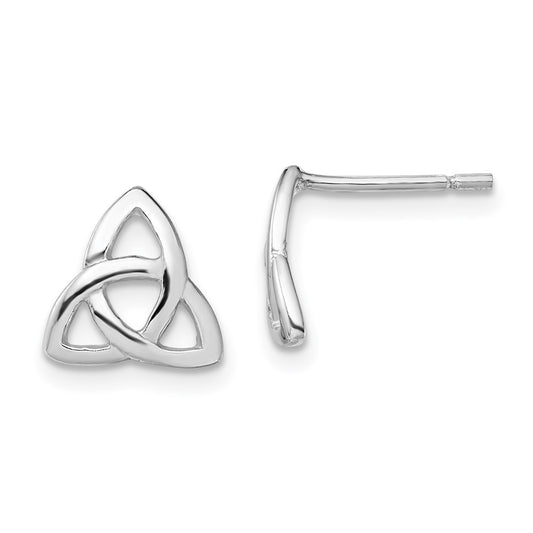 Rhodium-plated Sterling Silver Polished Celtic Knot Post Earrings